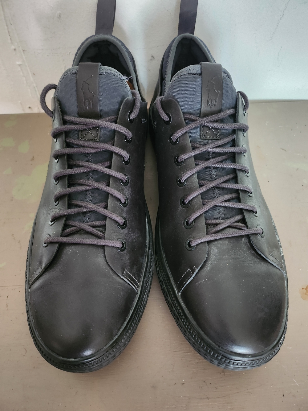 Polo Ralph Lauren – Black High Top Tennis Shoes 100% Leather Size 12